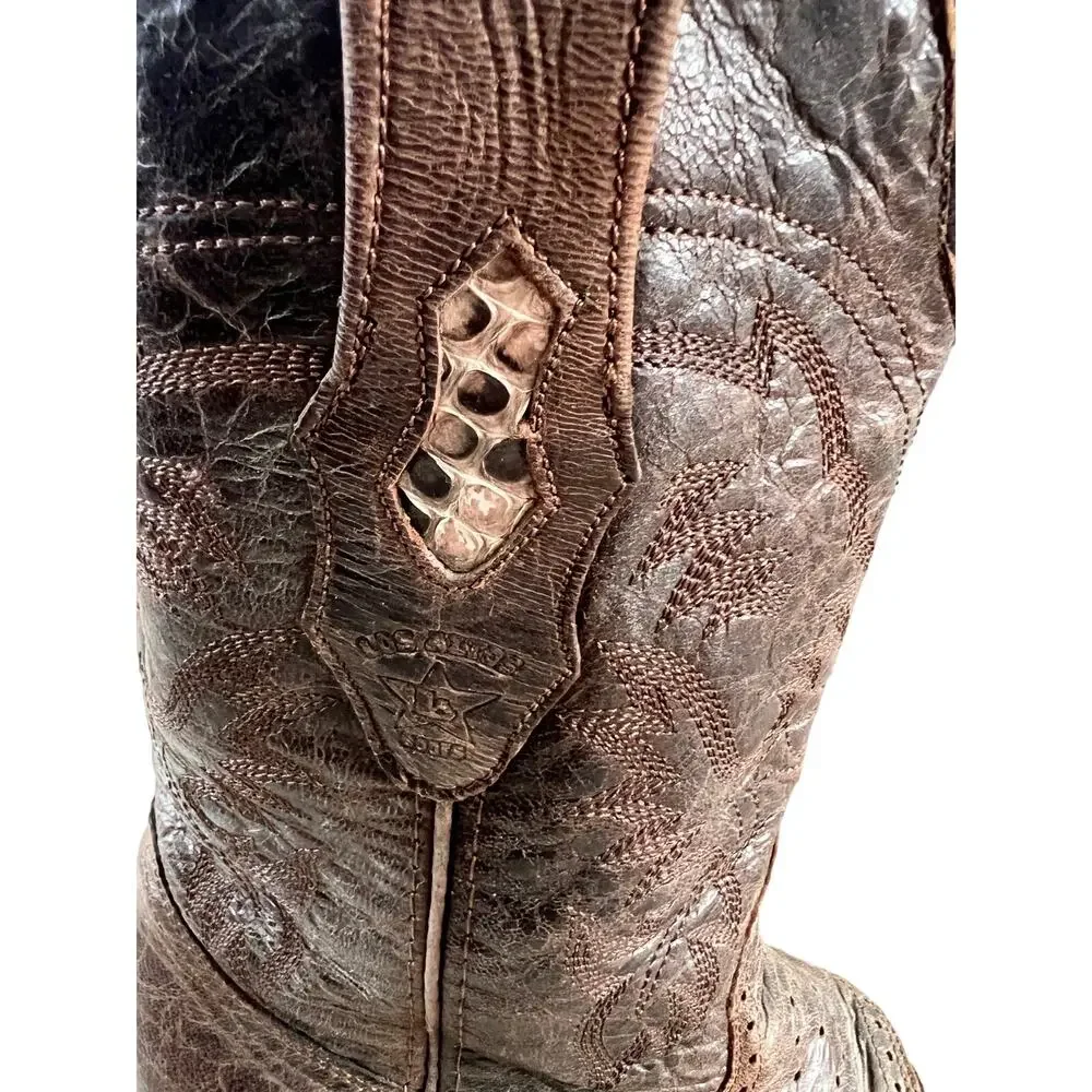 Los Altos Boots Genuine Python Brown Square Toe Size 9 EE 6682 Cowboy Western